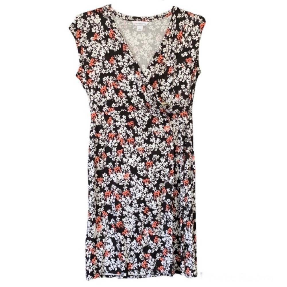 Liz Claiborne black Floral Short Sleeve Dress